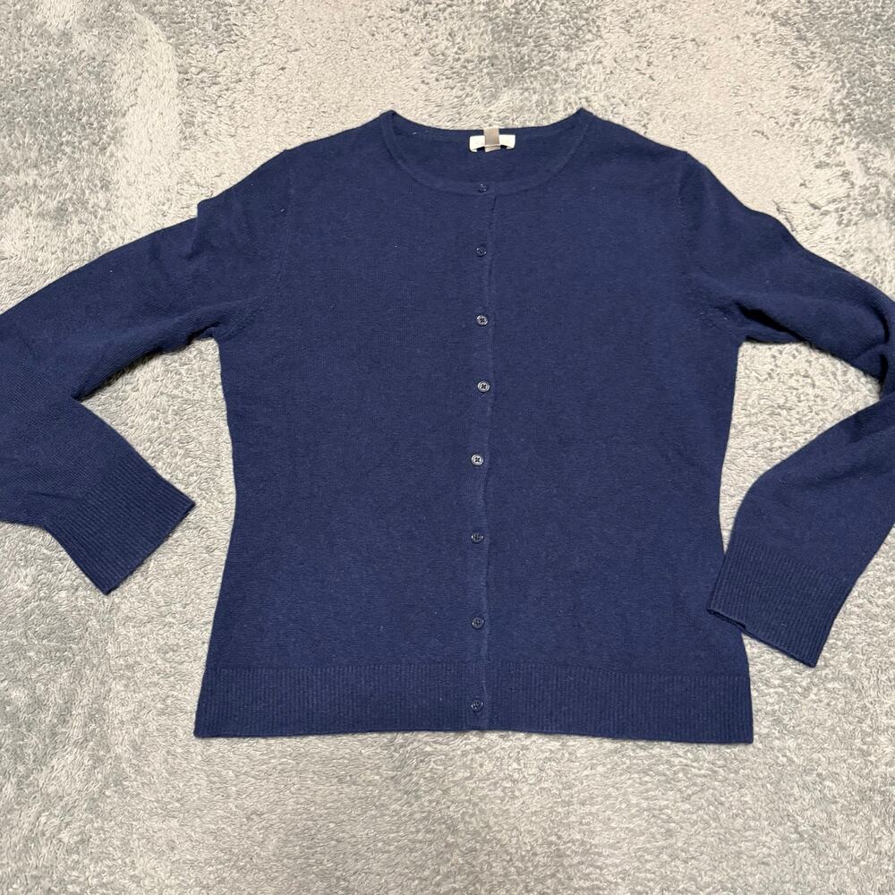 Garnet Hill 100% Cashmere Sweater Womens Small Blue Cardigan Button